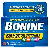 Bonine Antiemetic Chewable Tablets, Raspberry (16 count)