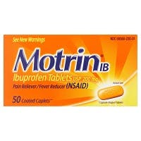 Motrin IB Ibuprofen 200mg Caplets. (50 count)