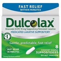 Dulcolax Medicated Laxative Comfort Shaped Suppositories, (8 count)