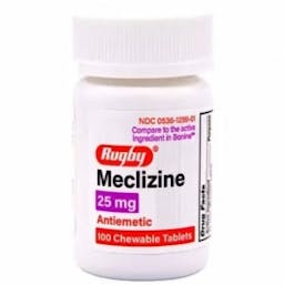 Meclizine HCL 25mg Chew Tablets (100 count)