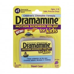 Dramamine Motion Sickness Relief for Kids Chewable Tablets, Grape (8 count)