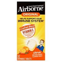 Airborne Immune Support Supplement Chewable Tablets, Citrus (32 count)