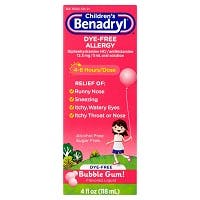 Benadryl Children's Dye-Free Allergy Bubble Gum Flavored Liquid, 12.5 mg/5 ml, 4 fl oz (118ml)