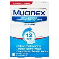 Mucinex Maximum Strength Expectorant Extended-Release (12 hour) Bi-Layer Tablets, 1200 mg, (14 count)